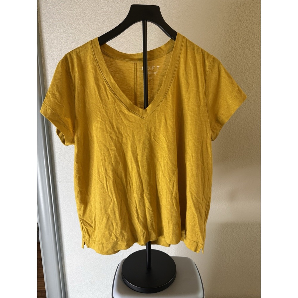 Loft Women's Vintage Soft V Neck T-Short Top Short Sleeve Pullover Size L New